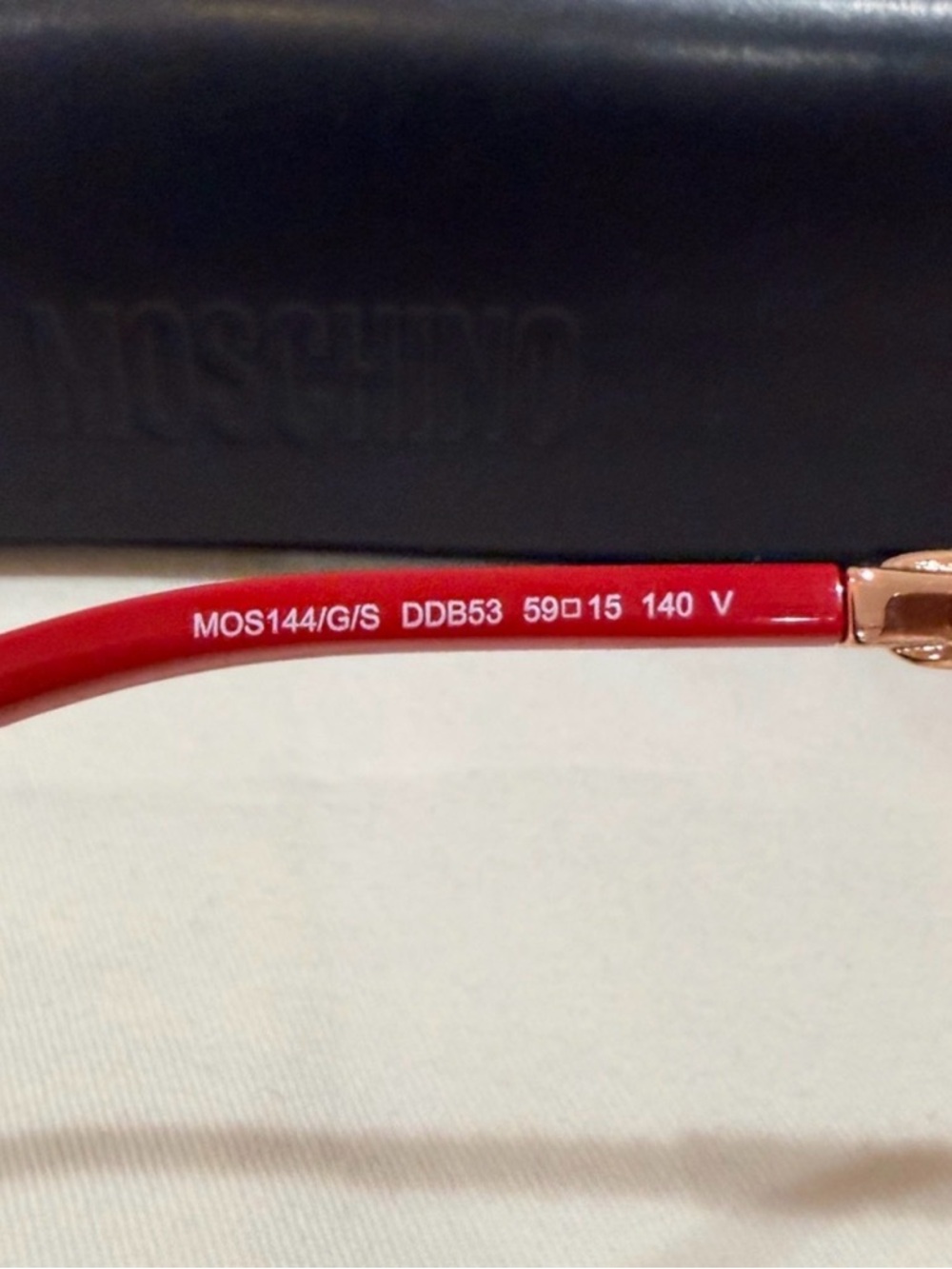Moschino Gold Frame Sunglasses with Red Gradient Lenses - Picture 8 of 10